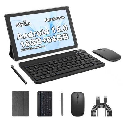 10.1" Tablet Android 15 4GB+12GB(Expanded) 64GB Octa-Core 5G Wifi with keyboard - Image 1 of 4