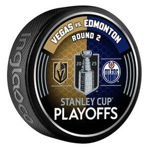 2025 Stanley Cup Playoffs Dueling Puck Vegas Golden Knights/Edmonton Oilers Rd2 - Picture 1 of 2