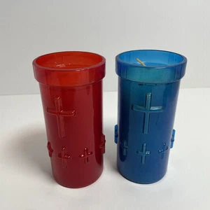 Andacht 5 Tage Gebetskerze 2 Stück Meditation erhabenes Kreuz Kunststoff Einweg - Bild 1 von 3