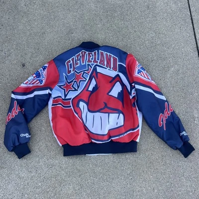 Vintage Chalk Line MLB Cleveland Indians Bomber Jacket Sz M 1990 - Image 1 of 4