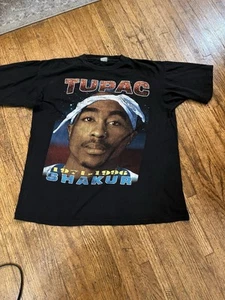 Vintage 90s Tupac Makaveli Against All Odds Rap Tee Shirt 2Pac Double Sided XL - Picture 1 of 4
