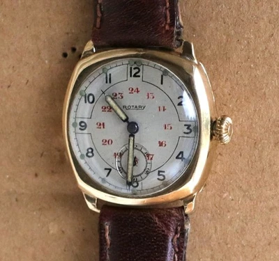 VINTAGE 1940's 9ct GOLD ROTARY WRIST WATCH WITH ART DECO BOX - image 1 of 4