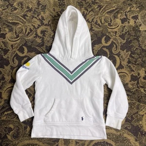 Polo Ralph Lauren US Open Cricket-Striped Fleece Hoodie Kids Size 6 Rare White - Picture 1 of 11