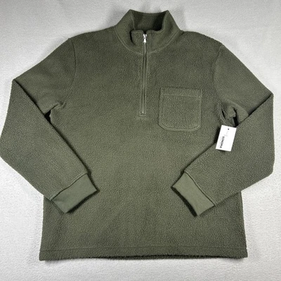 Jaqueta de lã masculina Sonoma Artic tamanho G meio zíper verde escuro nova com etiquetas - Imagem 1 de 4