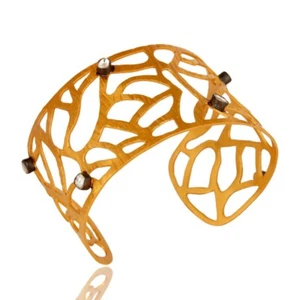 Wide Gold Filigree Cuff Bracelet With Multi Crystal Quartz New Wedding Jewelry - Picture 1 of 4