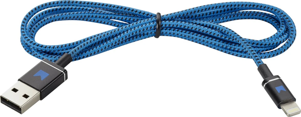 NEW Modal 4' Braided Blue / Black Nylon 8-Pin Charge Cable for Apple Devices - Image 1 of 1