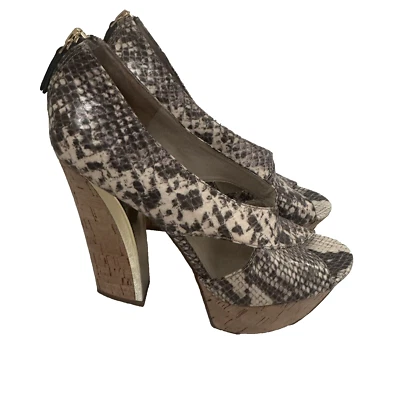 Nine West Tacones Plataforma Punta abierta Estampado Piel de serpiente Stiletto Grueso Clubbing 8,5 M Foto 1 de 4