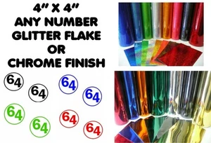 Scooter/Motorcycle Stickers, Body Panel Decals 4"x4" Vinyl Number Sticker Chrome - Picture 1 of 7
