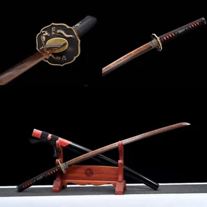 folded steel clay tempered Battle ready samurai katana sword sharp dragon tsuba - Picture 1 of 10