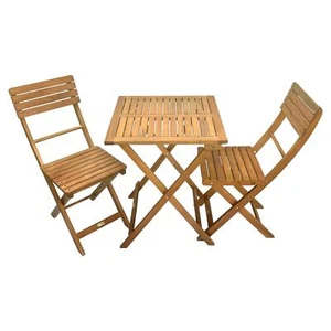 Balkonmöbel Set Eucalyptus Holz Bistroset Stuhl Tisch Cafe Bistro Balkon Garten - Bild 1 von 7