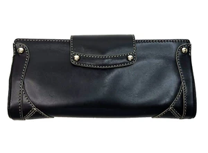 #COLE HAAN Portafoglio Semi-Cornice Pelle Nera Pochette Portafoglio 9,5" x 4" - Foto 1 di 10