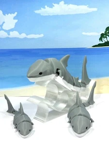 3pcs 3D Printed Sharks, Articulated Shark Toy, Sea Animal Fidget ADHD Autism Toy - Picture 1 of 6