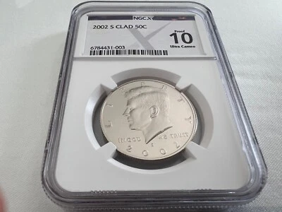 2002-S CLAD KENNEDY HALF DOLLAR  NGC PF70 ULTRA CAMEO (PROOF 10) "TOP POP" - Image 1 of 4