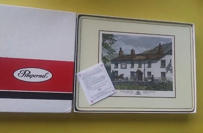 Vintage Pimpernel Place Mats Old English Inns British Pubs Cork Backs Set of 6 - Image 1 of 4