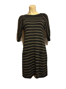Coldwater Creek Women's Gray Striped Short Sleeve Knit Dress Size XS (4-6) - Picture 1 of 3