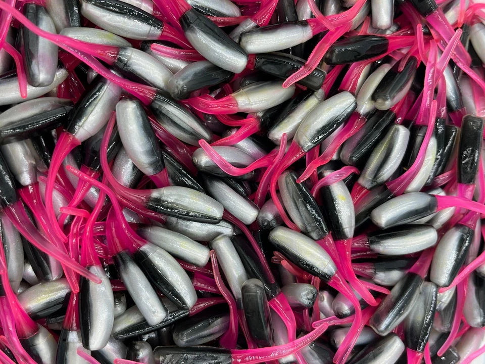 SOUTHERN PRO 24 pk 2" Black / Firetail Stinger Shad Crappie Fishing Bluegill Perch