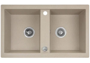 Granitspüle Doppelbecken Küchenspüle 48x78 Beige + Siphon GRATIS! - Bild 1 von 10
