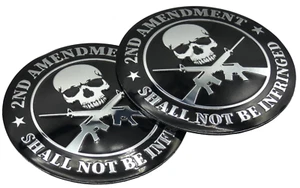 2x Metal 2nd Amendment Decal Sticker Emblem Badge Auto Car Truck Dome 2.20" - Picture 1 of 12