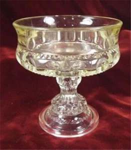 Kings Crown Compote Tiffin Franciscan Open Clear Elegant Glass Vintage Nice (O) - Picture 1 of 7