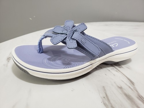 NUOVO CLARKS sandalo infradito blu Brinkley Aria ragazza giovane CLOUDSTEPPERS taglia 12