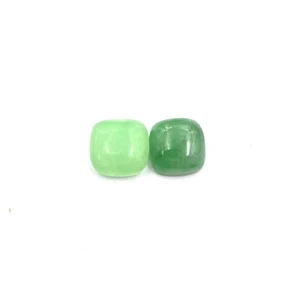 Natural Dyed Green Jade Cushion Cabochon Loose Stone Lot 10 MM 10 CT 2 Pcs - Picture 1 of 3