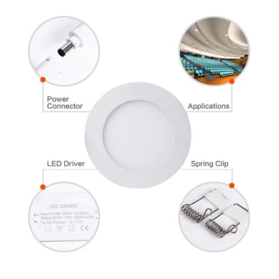 6W Led Recessed Ceiling Down Light Fixtures Lamp Panel Warm White 3500K Indoor - Image 1 of 4