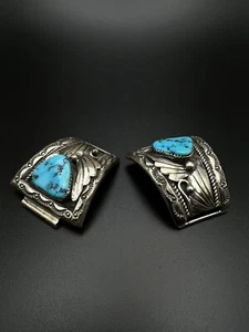 Reloj de pulsera Southwestern Navajo plata turquesa eslabones firmado por Gerald Mitchell - Imagen 1 de 6