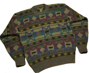 Boston Traders Large Scale Fair Isle Sweater Wool Hand Knit Limited Edition M - Picture 1 of 5