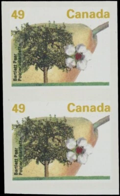 1994, CANADA, BARTLETT PEAR, 86C, UNISSUED VALUE, VERT IMPERF PAIR NH UN.#1372 - Image 1 of 2