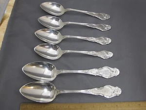 LOT 6 Early PATTERN COIN SILVER TABLE & DESSERT SPOONS-Jaccard ST LOUIS Missouri - Picture 1 of 6