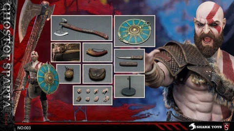 SHARKTOYS & SWTOYS NO:003 1/6 God of War Kratos 12" Male Action Figure Model Cover