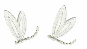 White Ivory Dragonfly Patch Embroidered Cut out Iron on Sew on Lot of 2 - Picture 1 of 2