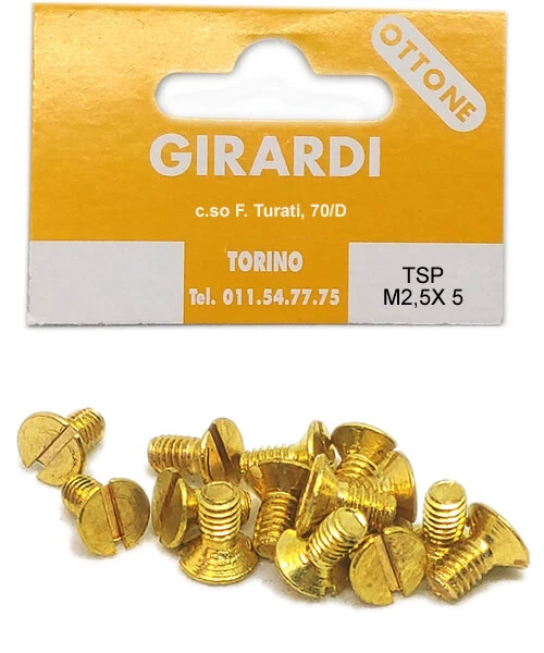 VITE A METALLO IN OTTONE TESTA SVASATA PIANA M2,5x 5 - DIN 963 - UNI 6109 - Immagine 1 di 1