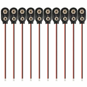 Nuevo Paquete de 10 9V Conector de Batería Snap Clip Conector de Cable Soporte de Plomo Tipo T - Imagen 1 de 7
