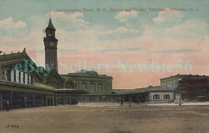 Hoboken NJ - LACKAWANNA FERRY RAILROAD STATION - Postkarte Hudson River nach NYC - Bild 1 von 2