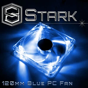 Blue 120mm 4-LED Quad Light Neon PC Computer Case Clear Cooling Fan Mod x2 - Picture 1 of 1