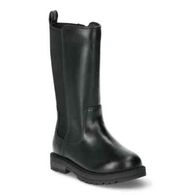 Wonder Nation Big Girls Tall Riding Boots Size 13 Black Side Zip Easy On/Off - Image 1 of 4