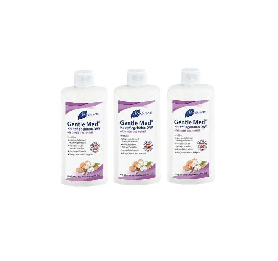 3x Gentle Med® Hautpflegelotion (O/W) 500 ml Flasche pH-hautneutral Lotion Creme