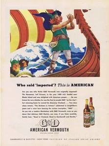 1945 Gambarelli & Davitto American Vermouth Norse Norsemen Art Print Ad - Picture 1 of 1
