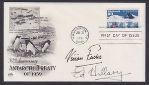 Sir Edmund Hillary, Sir Vivian Fuchs, Antarctic Explorers, autographs on FDC - Picture 1 of 1
