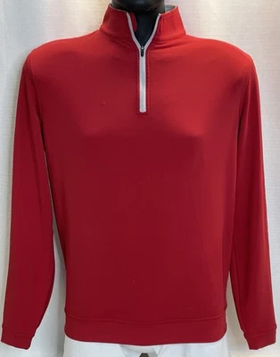Peter Millar Pullover Mens Size Small Red Polyester 1/4 Zip Golf Summer Comfort* - Image 1 of 4