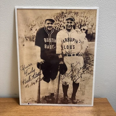 Baseball Print Babe Ruth & Lou Gehrig Autographed 1927 Framed, Barnstorming Tour - Image 1 of 4