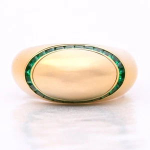 Anello Fascia Smeraldo Stile Ovale 750/18 Kt. GG taglia: 54 - Foto 1 di 10