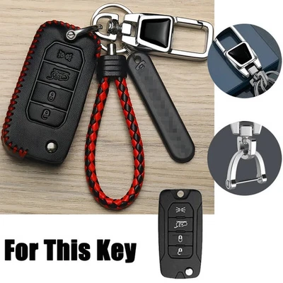 Leather Car Remote Smart Key Fob Cover Case Bag Keychain For Jeep Renegade 2021 - Image 1 of 4