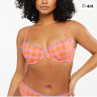 Nuevo con etiquetas Sujetador Savage X Fenty 36DD Rosa Naranja Guinga Corte Bajo Balconette Acolchado Claro Foto 1 de 4