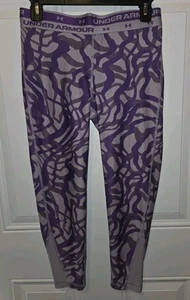 NWT Girls Under Armour Leggings L Large Fitted Purple Athletic Active - Picture 1 of 5