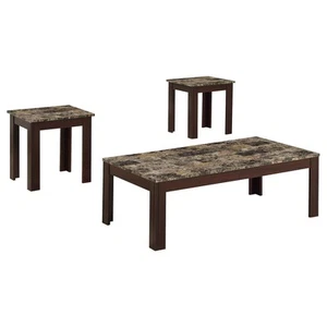 Rhodes 3-piece Faux Marble Top Occasional Set Brown Rectangular - Picture 1 of 5