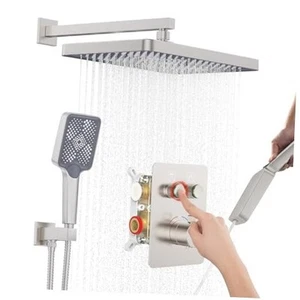 Thermostatic Shower System 13-Inch Rainfall Shower Head - 3 Setting Handheld - Picture 1 of 7