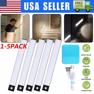LED Motion Sensor Under Cabinet Closet Light USB Rechargeable Kitchen Lamp Strip - Image 1 of 4