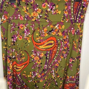 Lularoe azure skirt xl Olive Green Red Purple Paisley - Picture 1 of 3
